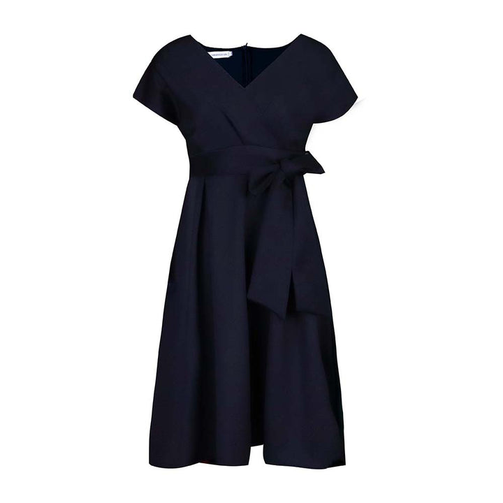 Damen Wickelkleid mit elegantem V-Ausschnitt und Gürtel Drune