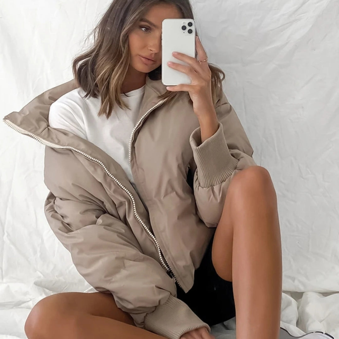 Damen modische Kurzjacke mit Kapuze und weichem Futter Drune