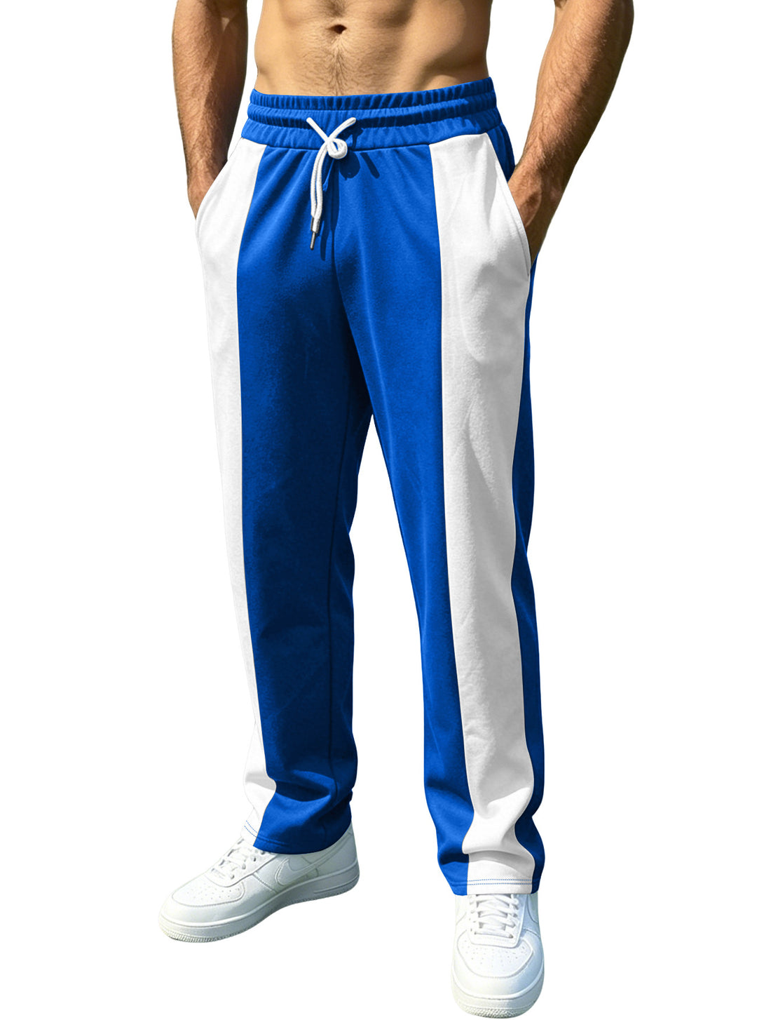 Herren nan sportliche Jogginghose mit Kontrast-Seiteneinsätzen, elastischem Bund, Kordelzug und Seitentaschen Drune