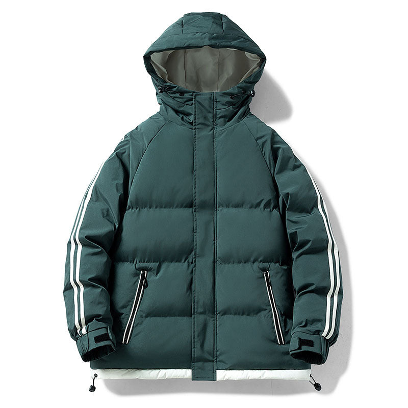 Herren nan gesteppte Kapuzen-Winterjacke mit Thermofutter, seitlichen Kontraststreifen und winddichter Außenhülle Drune