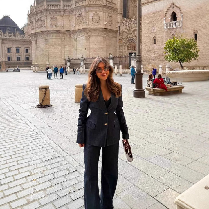 Damen Trendige Wide-Leg Jeans mit hohem Bund und lässigem Schnitt Drune