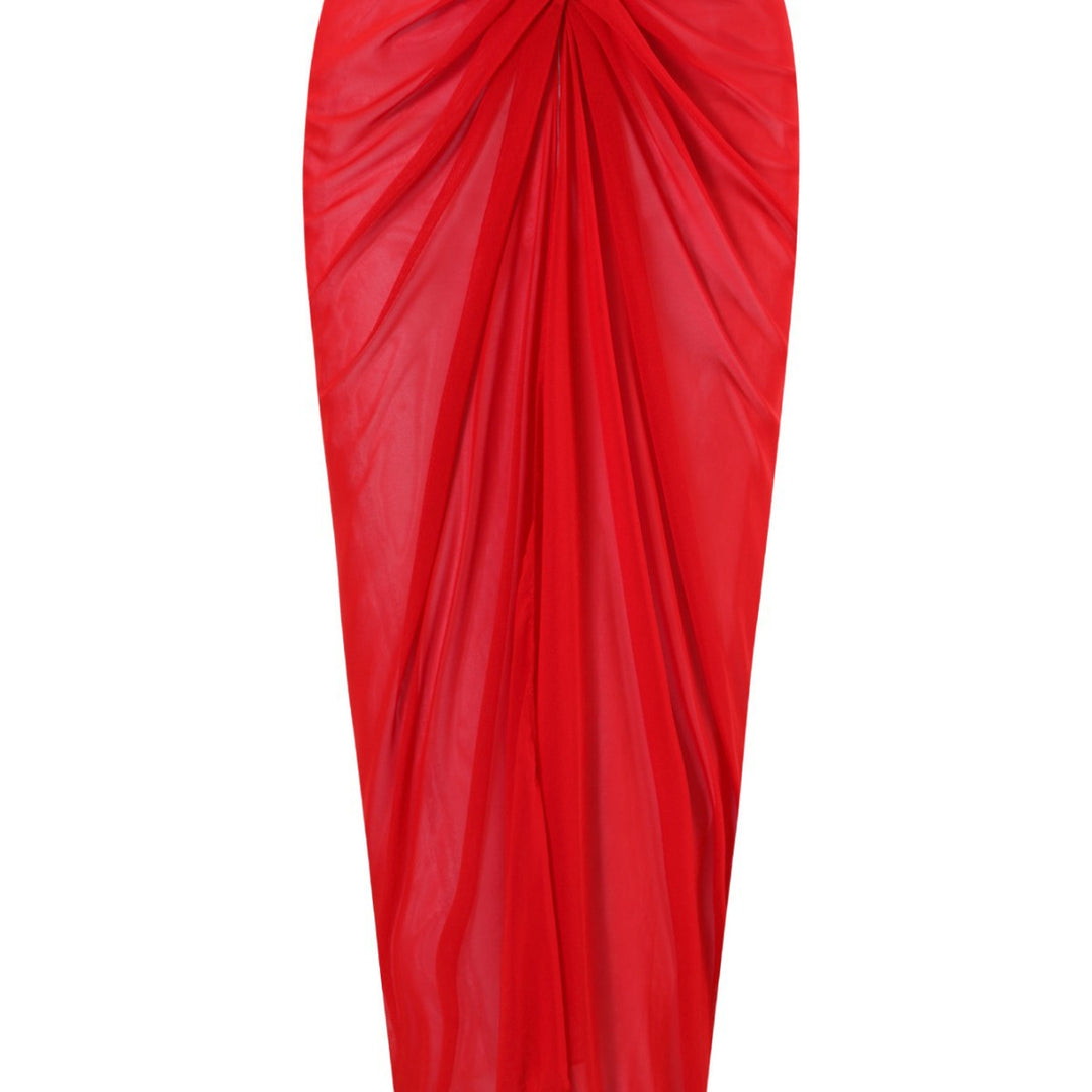 Damen einseitiger Badeanzug mit elegantem Drapierungsdesign und passendem Pareo Drune