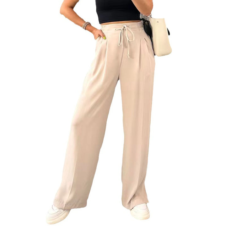 Damen Weite Freizeithose mit elastischem Bund und verstellbarem Kordelzug Drune