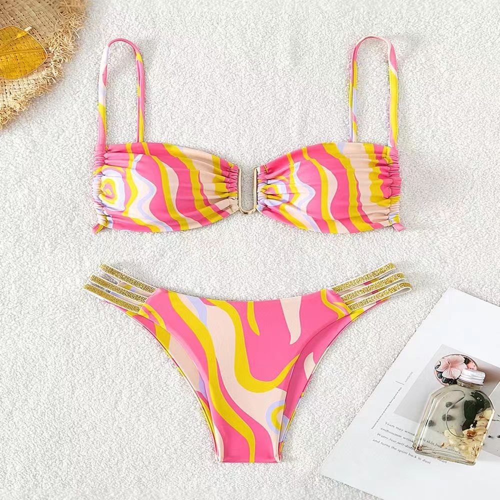 Damen Triangel-Bikini mit elegantem Raffungseffekt und modischen Akzenten Drune