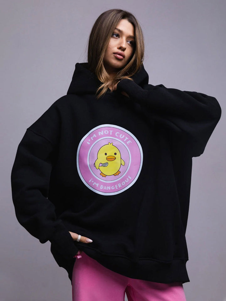Damen Oversized Hoodie mit kreativem Grafikdesign Drune