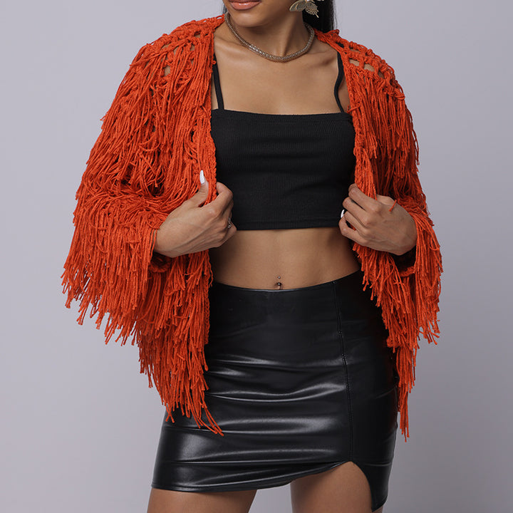 Damen Fransen-Pulloverjacke mit offenem Schnitt und stylischem Design Drune
