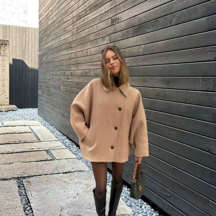 Damen Oversized Wollmantel mit modernem Schnitt und praktischen Taschen Drune