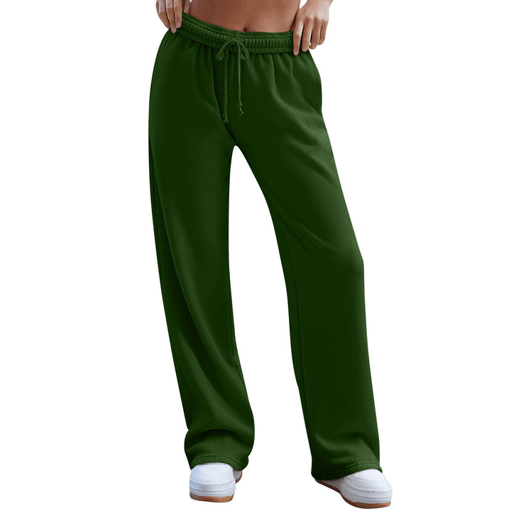 Damen nan weite Komfort-Loungehose mit hochgeschnittener Taille, elastischem Bund und Kordelzug Drune