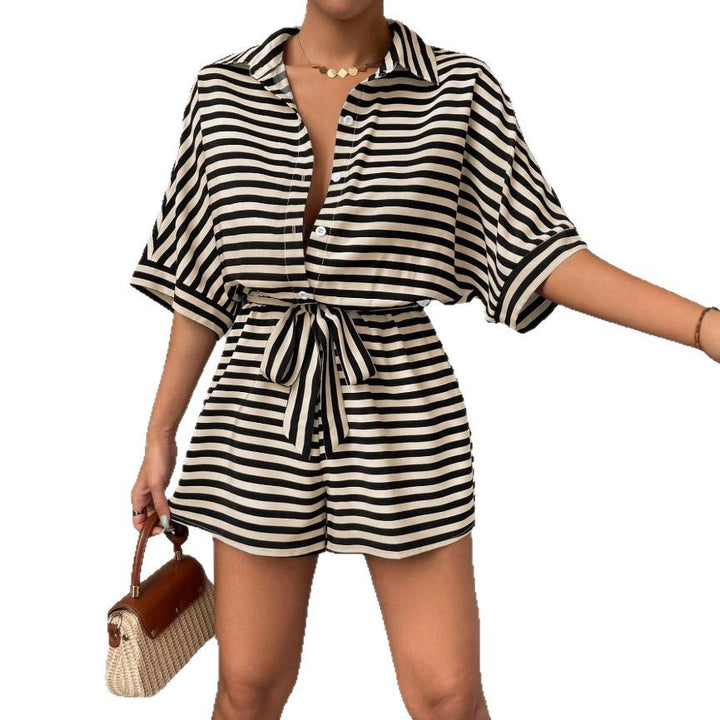 Damen Kurzoverall mit gestreiftem Design von Drune