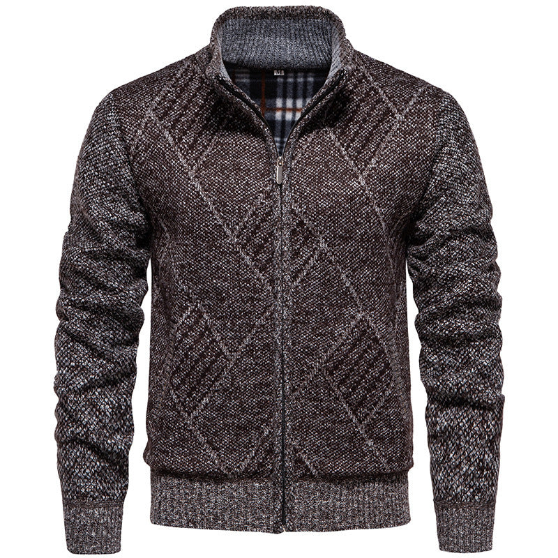 Herren modischer Strickjacke mit Stehkragen und einzigartigem Zopfdesign Drune
