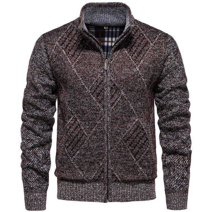 Herren modischer Strickjacke mit Stehkragen und einzigartigem Zopfdesign Drune
