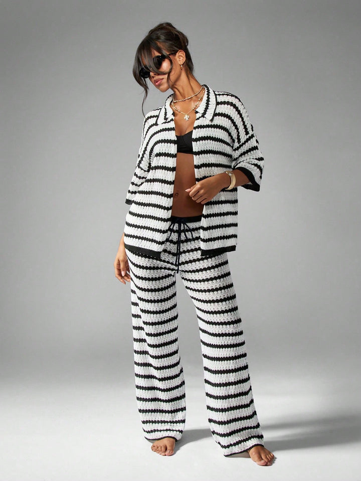 Damen lässiges und modisches Streifen-Loungewear-Set Drune