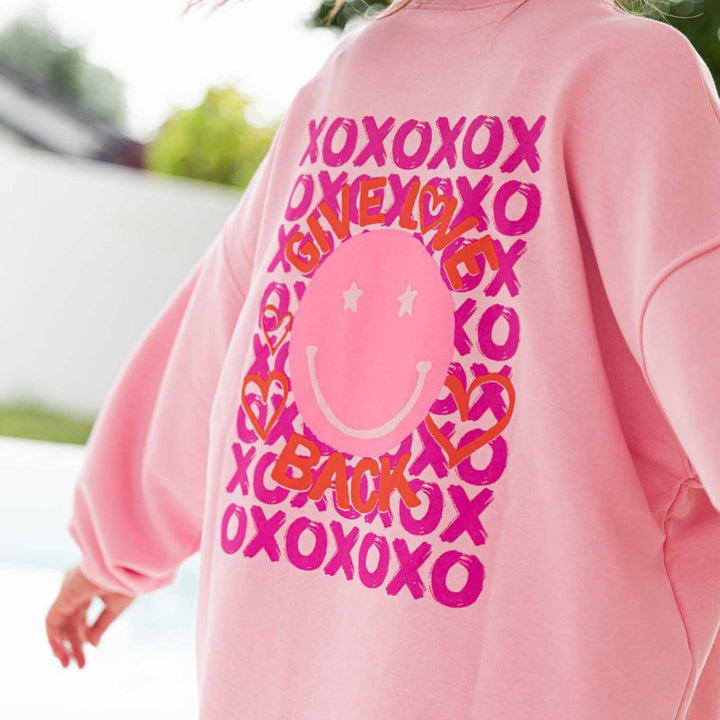 Damen lässiges Sweatshirt mit kreativem Motiv und weit geschnittenen Ärmeln Drune