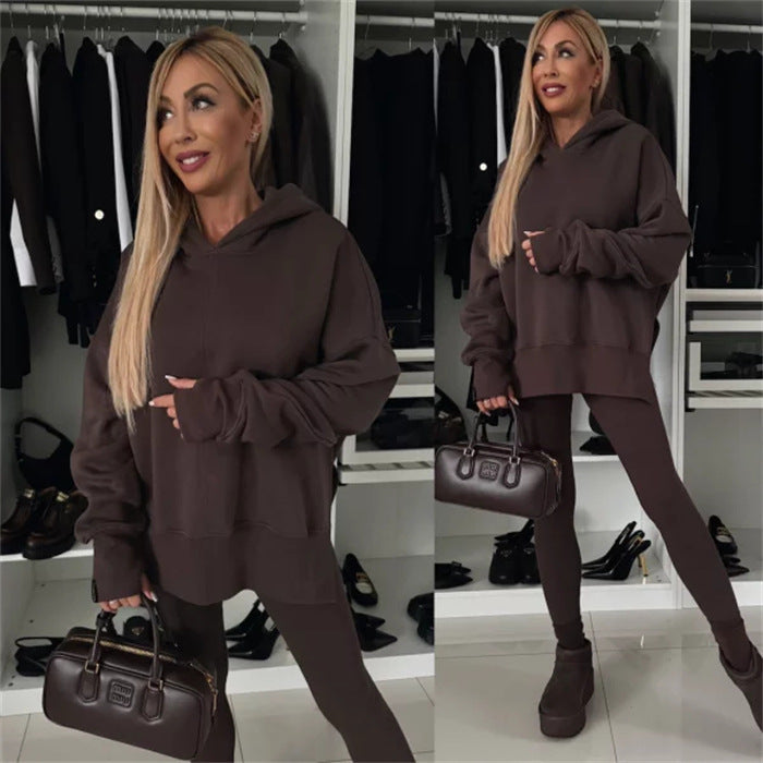 Damen lässiger Kapuzenpullover mit Animal-Print und erweiterten Ärmeln Drune