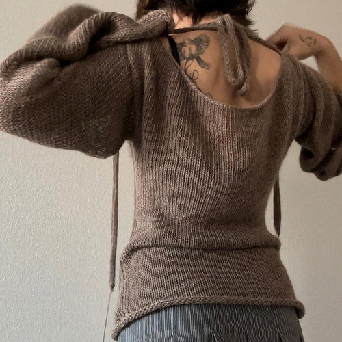 Drune | Knitted sweater with bell sleeves and lace