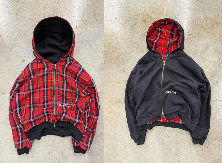 Damen gestreifte Kapuzenjacke mit doppeltem Material Drune