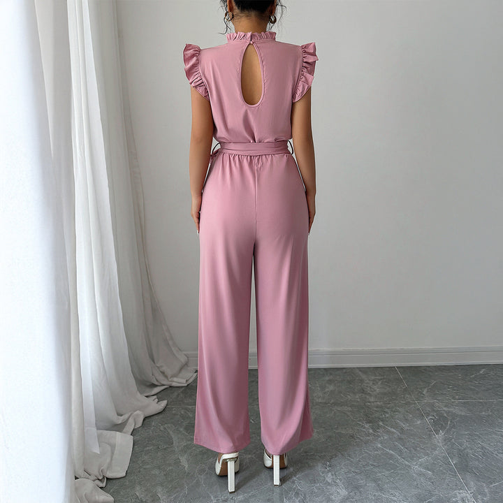 Damen Eleganter Jumpsuit mit Rüschendetails und Rückenausschnitt Drune