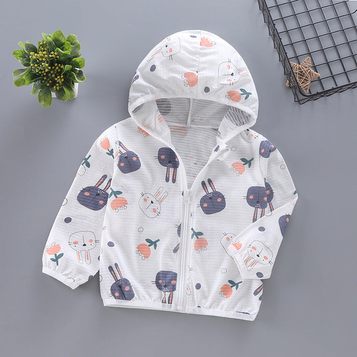 Unisex nan leichte Kapuzenjacke für Kleinkinder mit süßem Tierprint und Reißverschluss  Drune