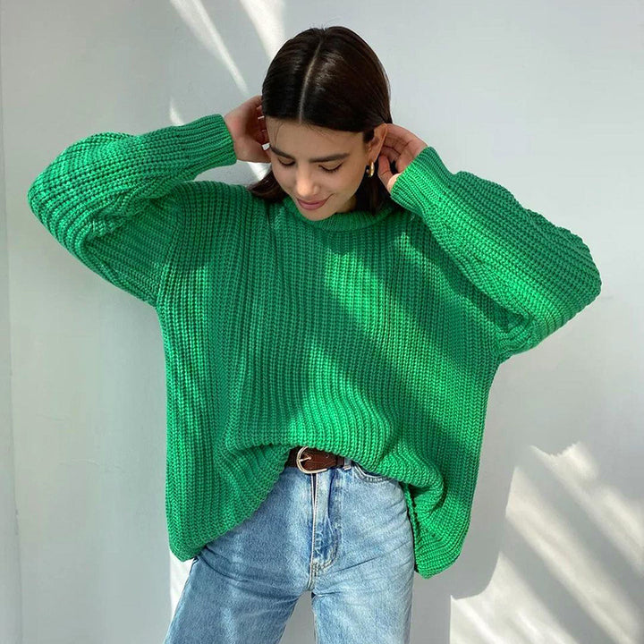 Damen Grobstrickpullover mit lässigem Schnitt und weitem Halsausschnitt Drune