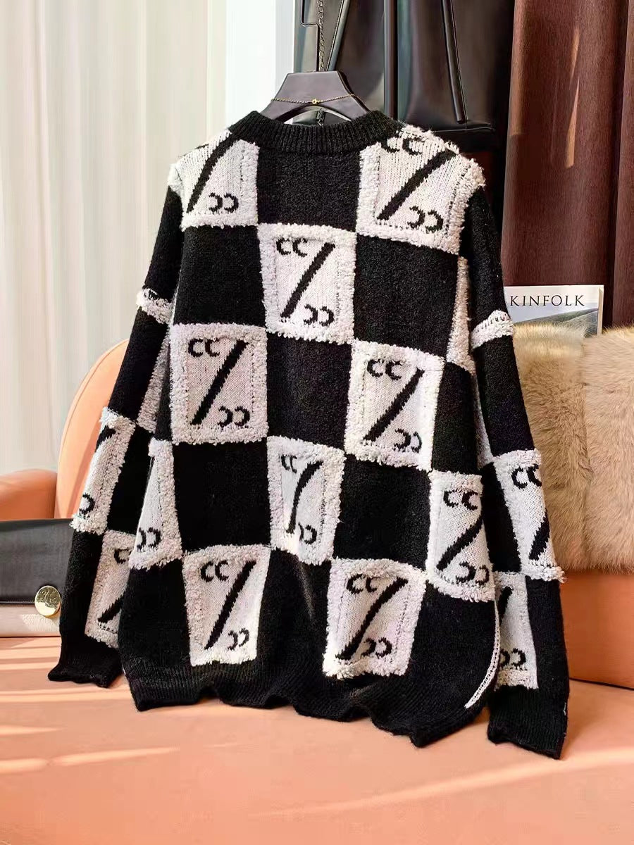 Damen Großer Oversized Pullover mit grafischem Design Drune