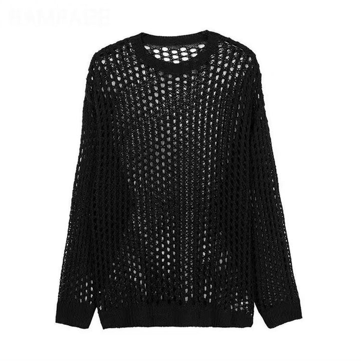 Damen luftiger Strickpullover mit Lochmuster und weitem Schnitt Drune