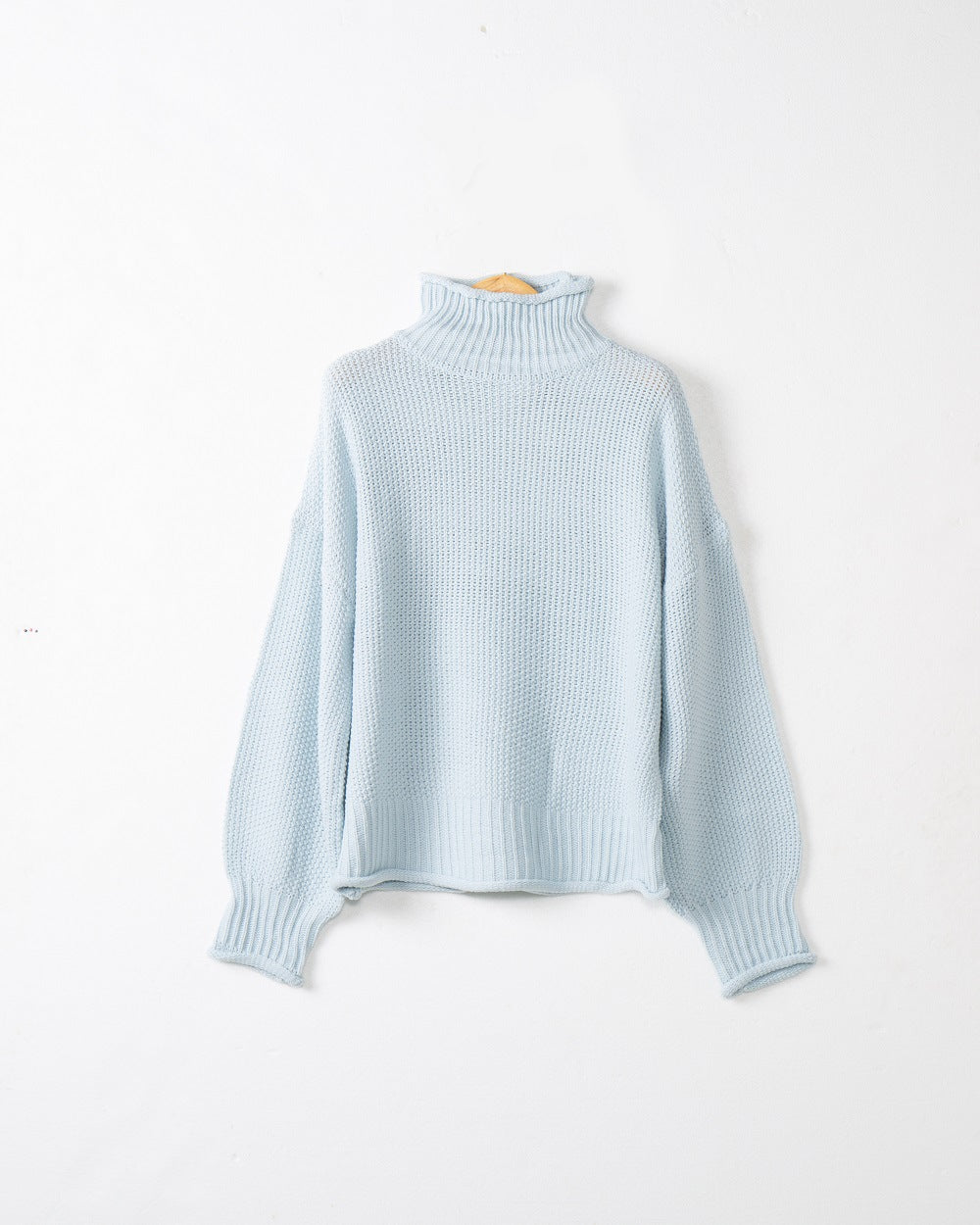 Damen grobstrick Pullover mit Stehkragen und überschnittenen Schultern Drune
