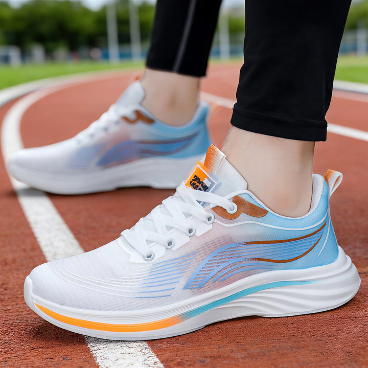 Unisex nan leichtgewichtiger Komfort-Running-Sneaker mit nahtlosem Mesh-Obermaterial, gepolstertem Fersenkragen und stoßabsorbierender Wellen-EVA-Sohle Drune