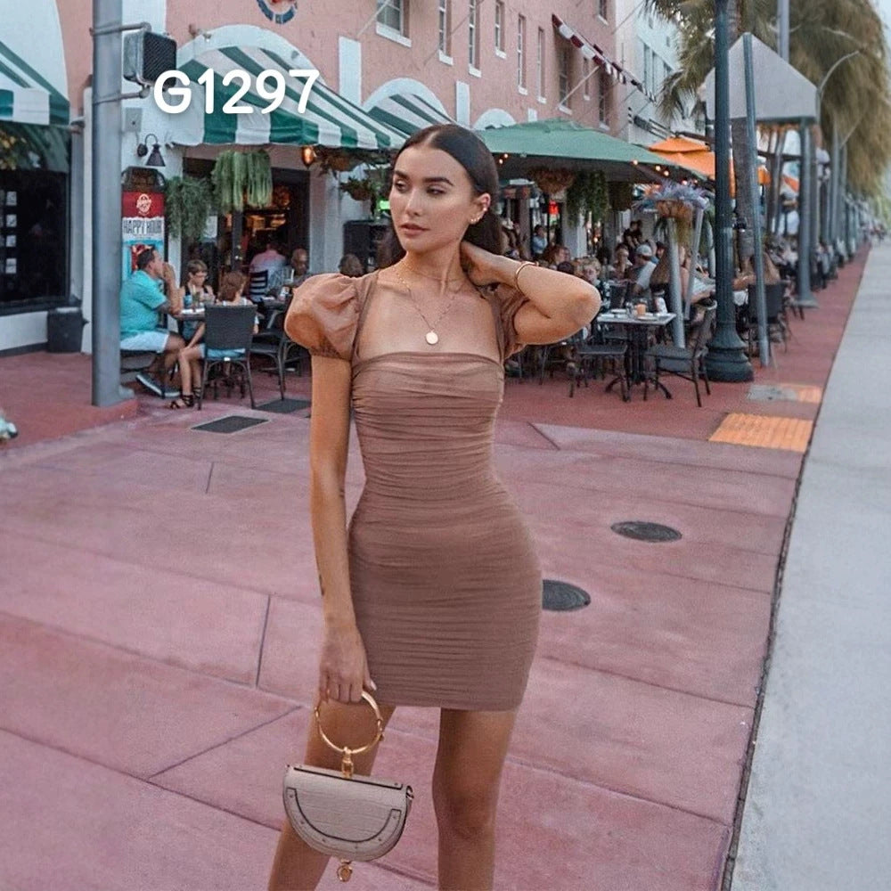 Damen Elegante Corsage-Bluse mit transparenten Ärmeln Drune