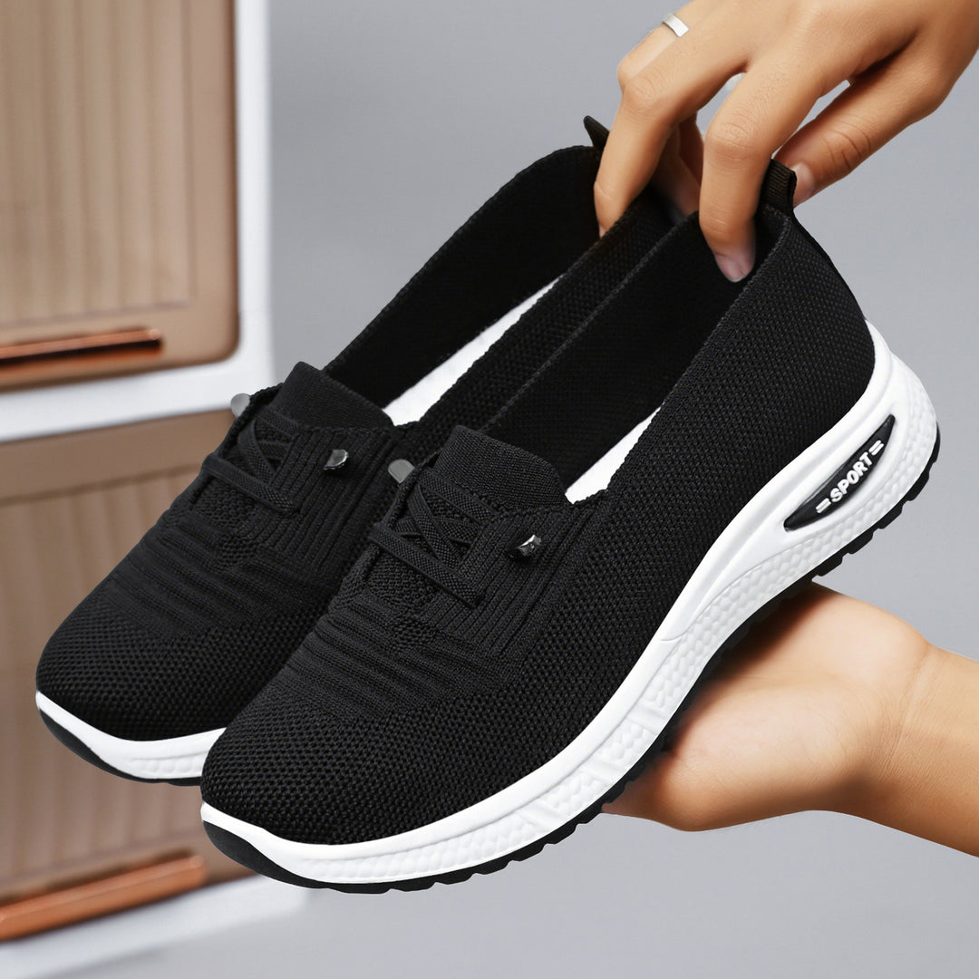 Damen nan gestrickter Slip-On-Loafer-Sneaker mit luftgepolsterter EVA-Zwischensohle und rutschfester Gummilaufsohle Drune