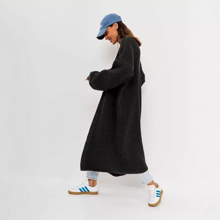 Damen Großer Strickmantel mit offener Front und lässiger Silhouette Drune