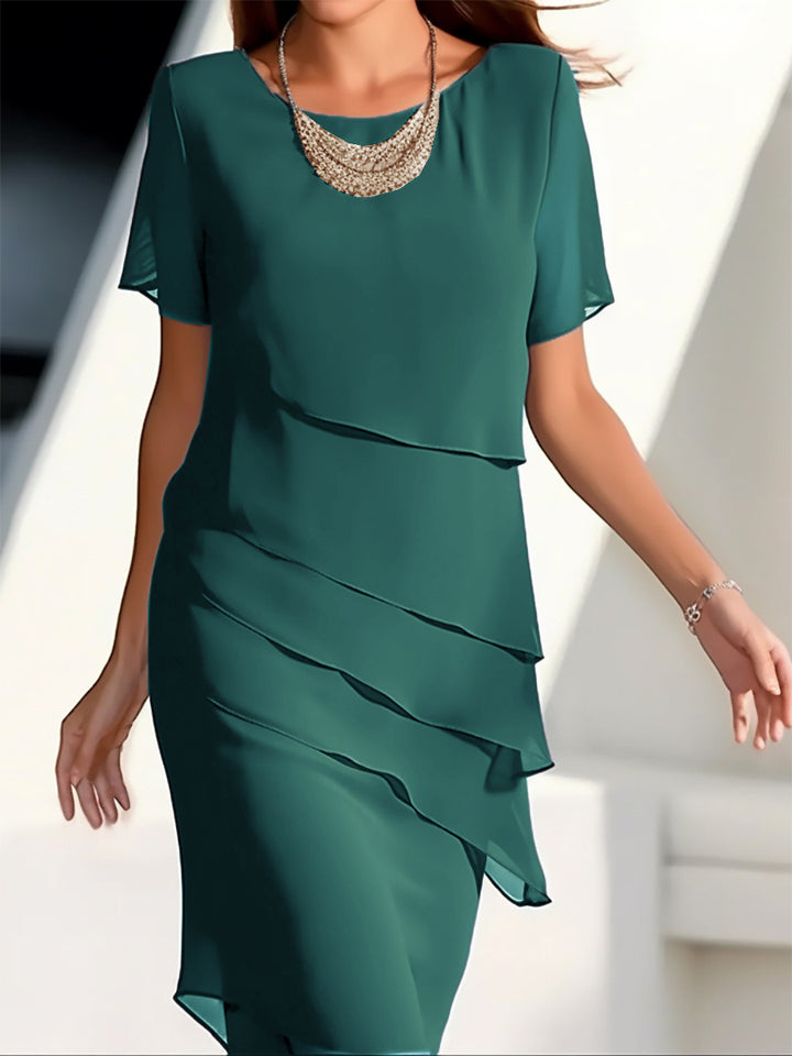 Damen Elegantes und fließendes Kleid mit Layering-Effekt Drune