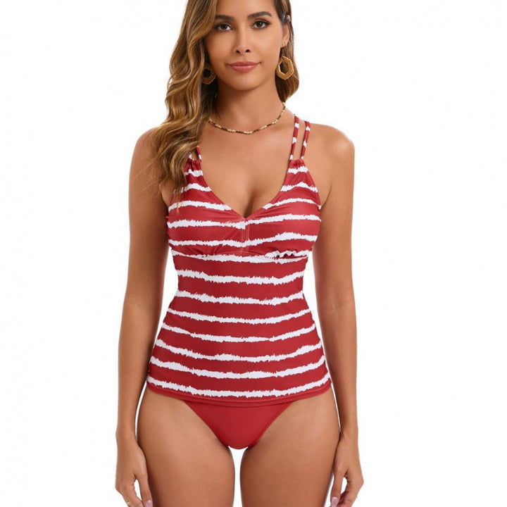 Damen Tankini mit modischem Streifenmuster und verstellbaren Trägern Drune