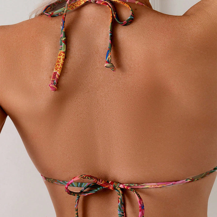 Damen Triangel-Bikini-Set mit floralem Design und verstellbaren Trägern Drune