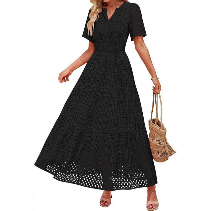 Damen Maxikleid mit gehäkeltem Muster Drune