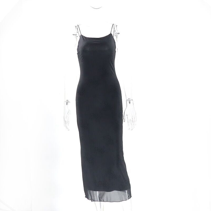 Damen Satin Maxikleid mit feinen Spaghetti-Trägern und elegantem Schnitt Drune
