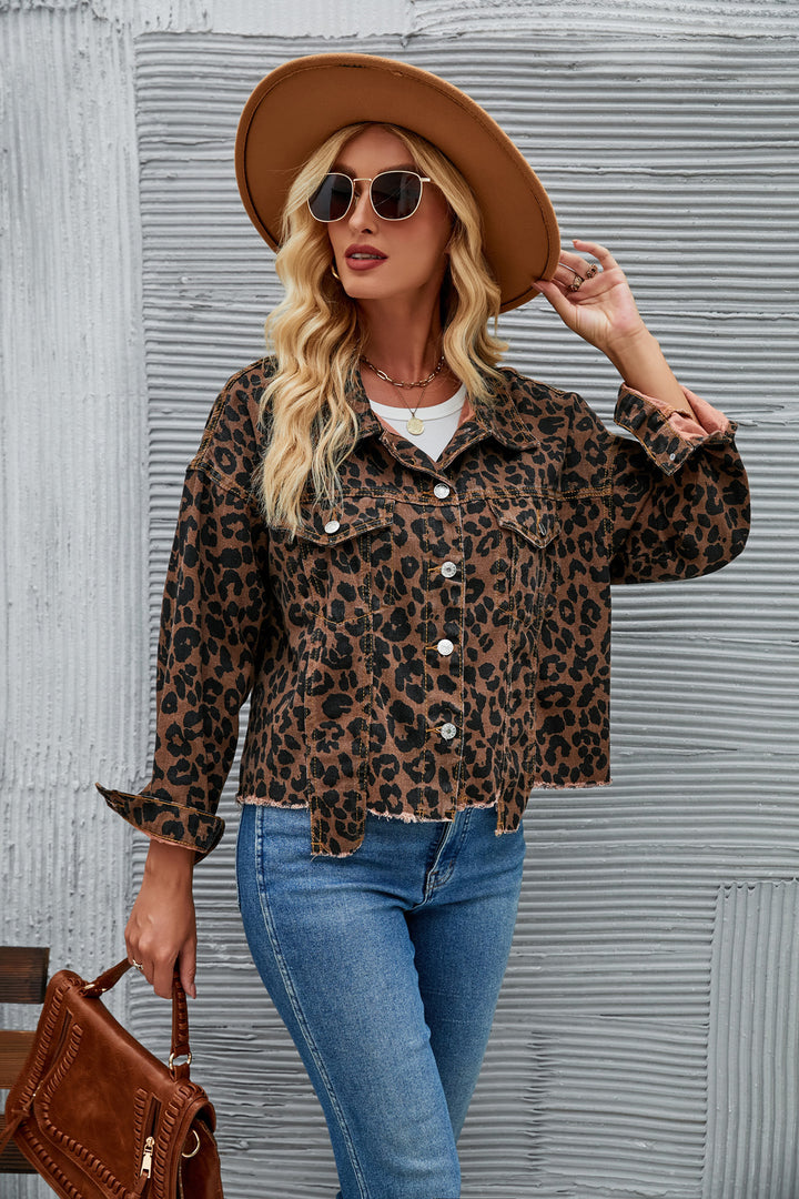 Damen Jeansjacke im Leopardenmuster Drune
