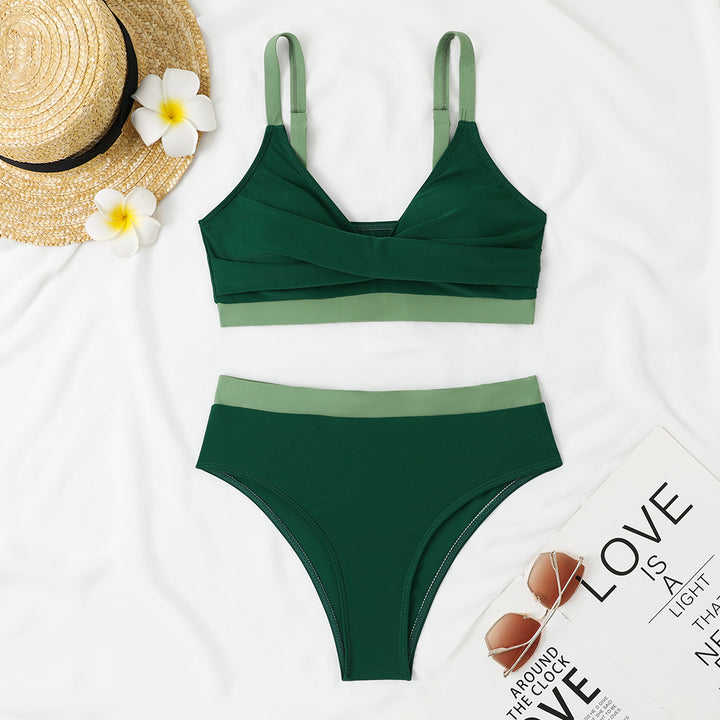 Damen Bikini-Set mit innovativem Wickeloberteil und hohem Taillenbund Drune