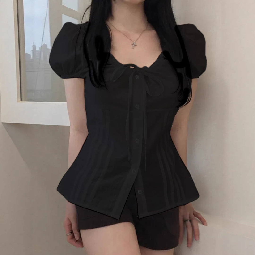 Damen Elegantes Blusenoberteil mit Rüschendetails und taillierter Silhouette Drune