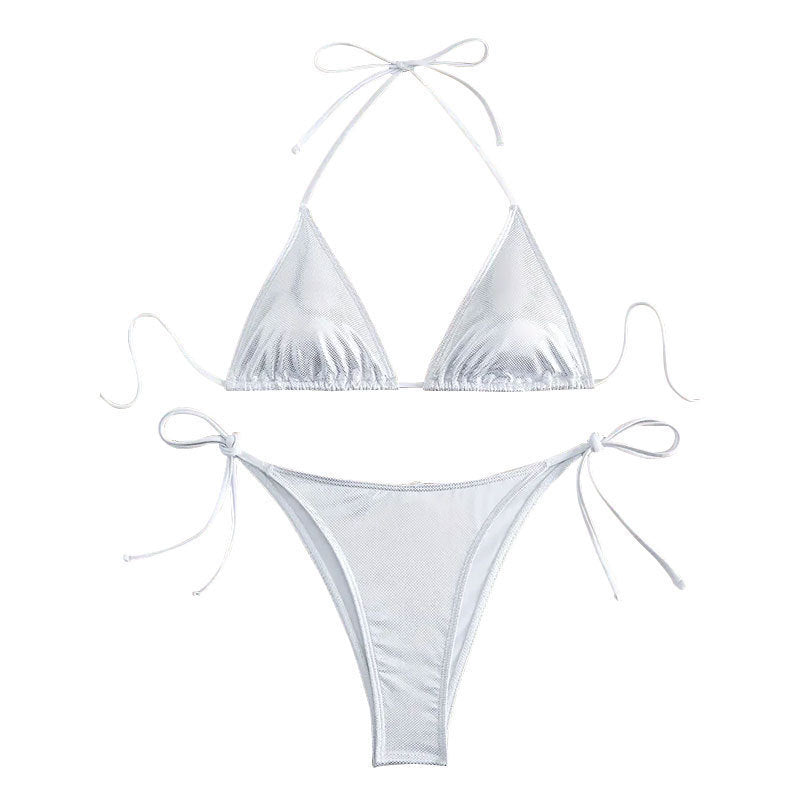 Damen Triangel-Bikini mit glitzerndem Netzdesign Drune