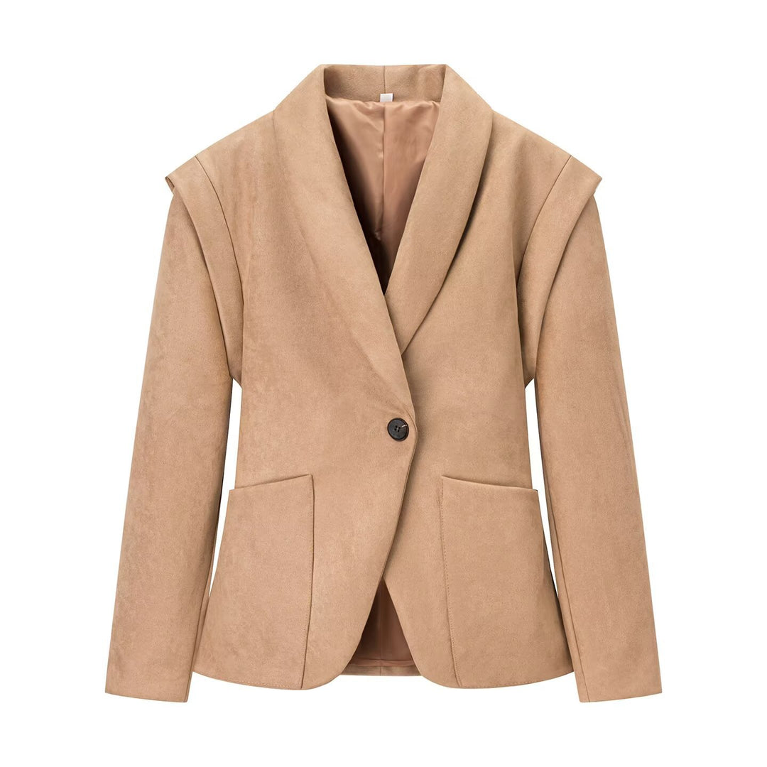 Damen elegante Blazerjacke mit schickem Kragen Drune