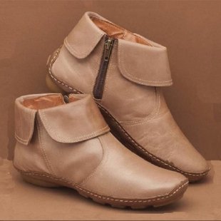 Damen elegante Ankle-Boots aus hochwertigem Leder mit seitlichem Reißverschluss Drune