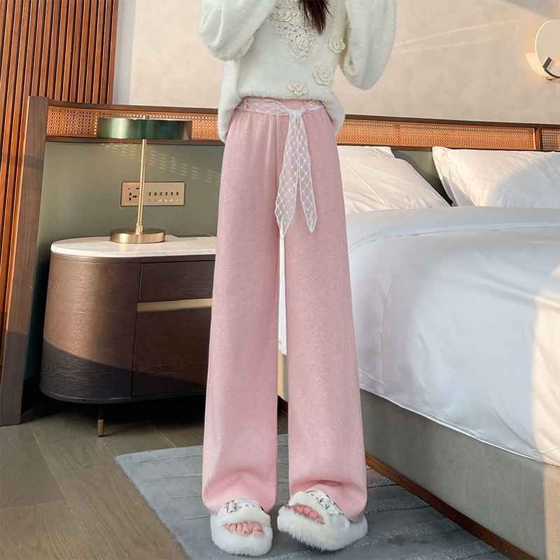 Damen weite High-Waist-Hosen mit dekorativen Schnürdetails Drune
