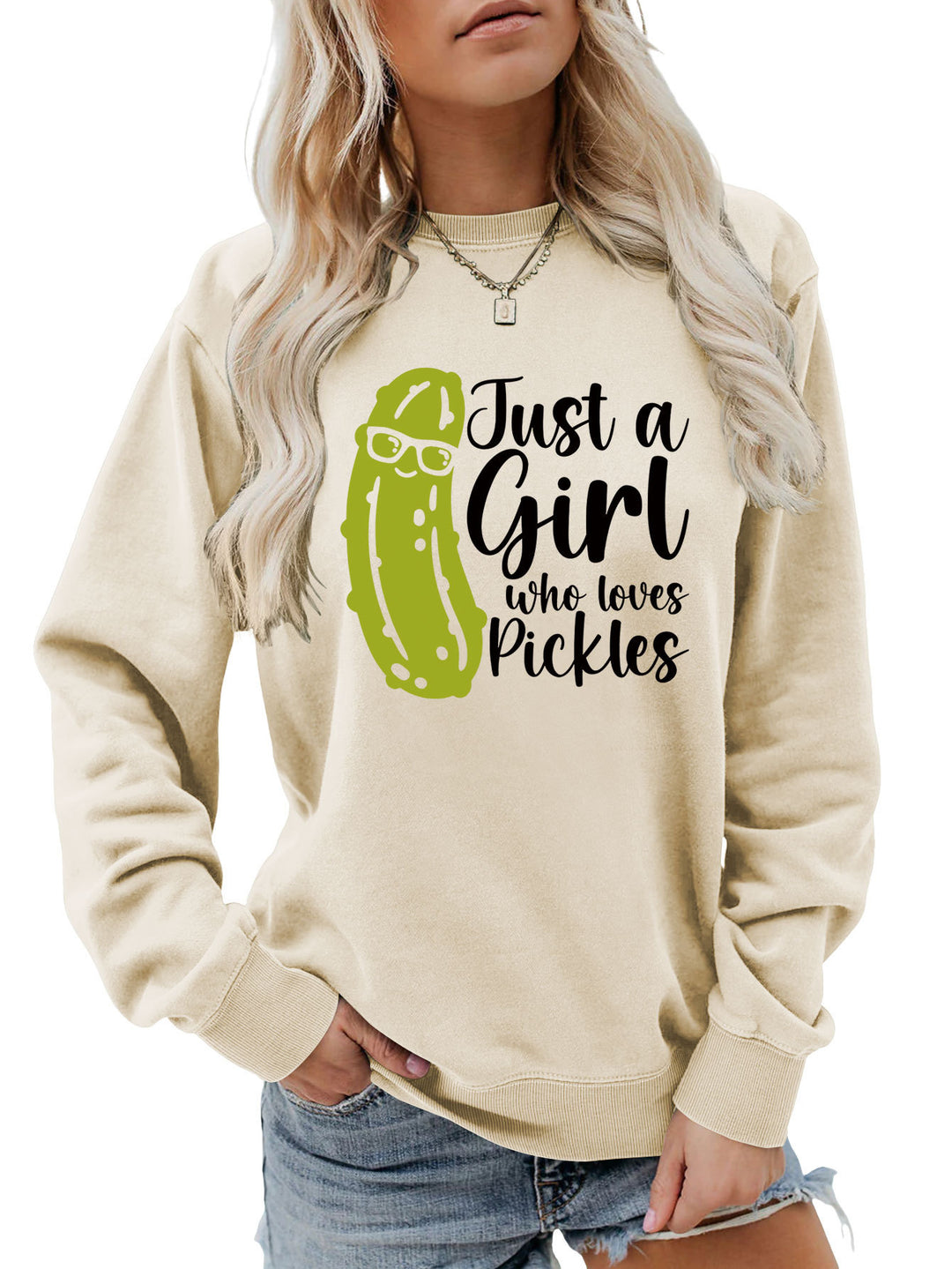 Damen Sweatshirt mit humorvollem Gurkenmotiv und lässigem Schnitt Drune