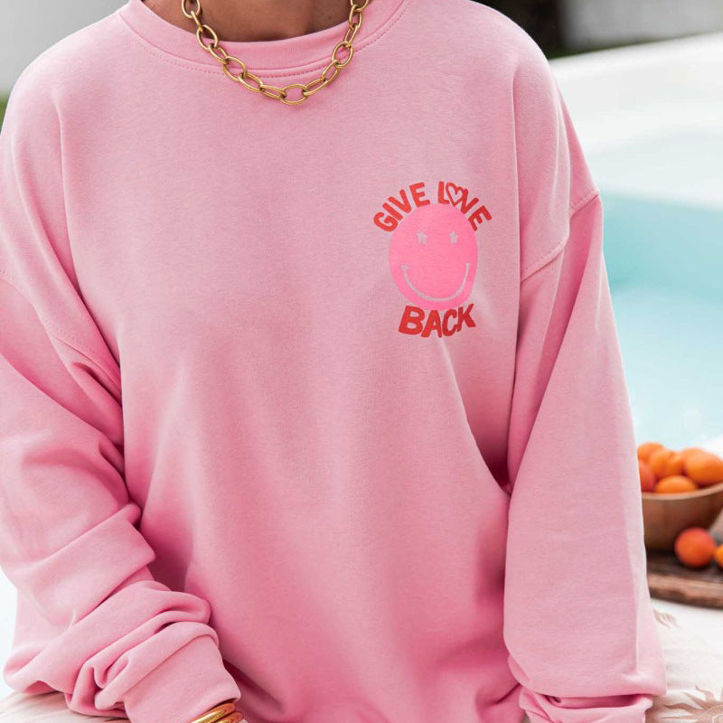 Damen lässiges Sweatshirt mit kreativem Motiv und weit geschnittenen Ärmeln Drune