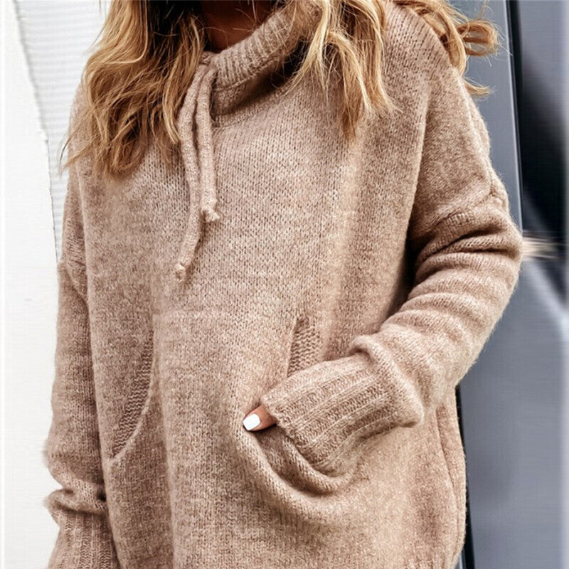 Damen Sweatshirt mit Kapuze und Kängurutasche Drune
