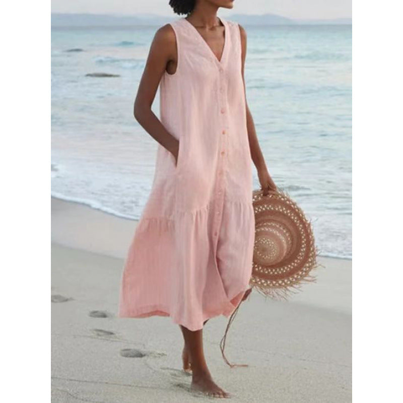 Damen Sommerliches Leinenkleid Drune