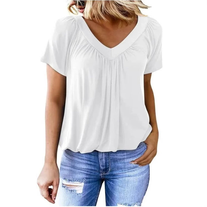 Damen V-Ausschnitt Bluse mit weichem Fall und modischem Schnitt Drune