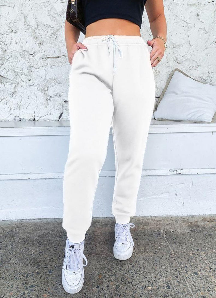 Damen nan taillenhohe tapered Jogginghose mit elastischem Komfortbund, verstellbarem Kordelzug und tiefen Eingrifftaschen Drune