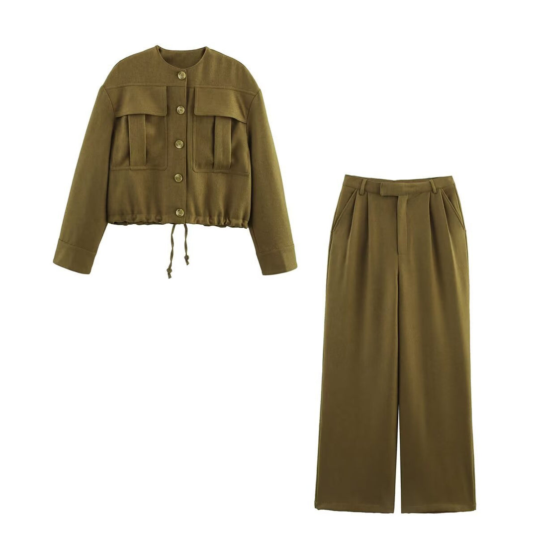 Damen weite Hose mit hohem Bund und Faltenwurf Drune