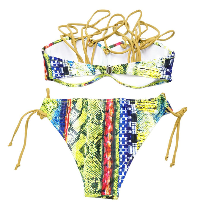 Damen Bikini-Set mit raffiniertem Schnür-Design und lebhaften Mustern Drune